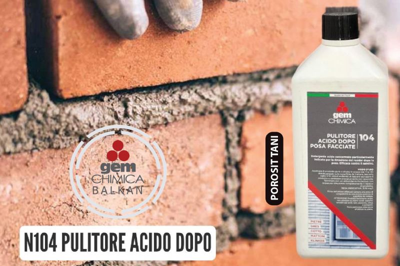 PULITORE ACIDO DOPO detergjent acid per heqjen e llaçit, Pastrues per mbetje cimentoje dhe kriperash, Produkt per pastrim fasadash dhe tullash, pastrues per mbushjet e pllakave, Detergjent per pastrimin e mureve pas ndertimit
